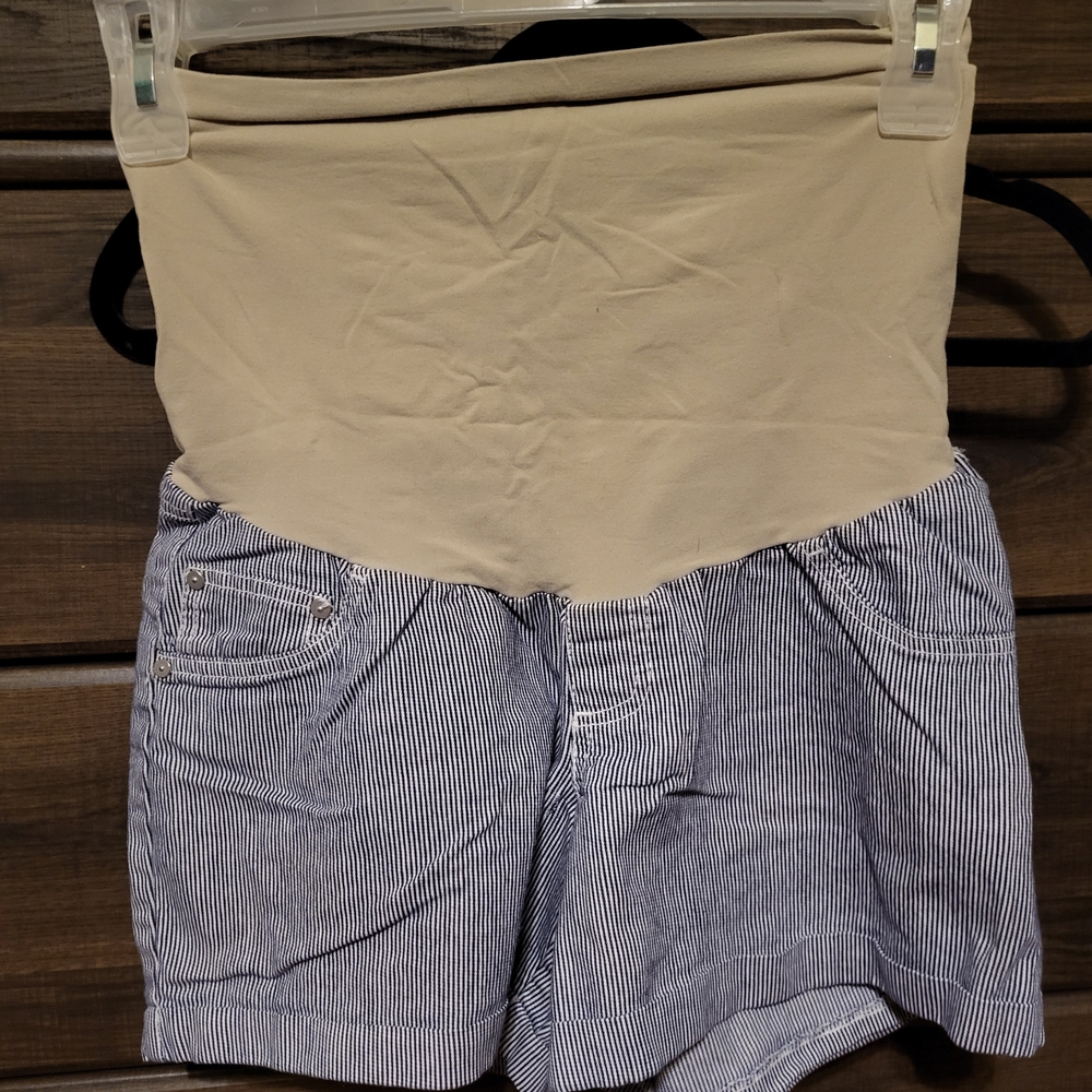 Indigo Rein Maternity Blue and Cream Shorts